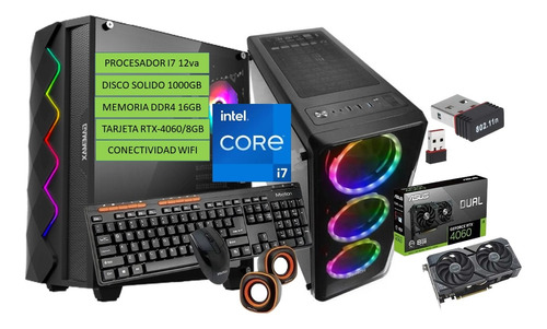 Cpu Gamer Intel Core-i7 12va Ssd 1000gb/ram 16gb/rtx-4060/8g