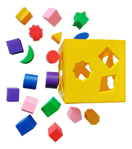 Cubo De Encaje Sensorial Montessori Con Figuras Geométricas