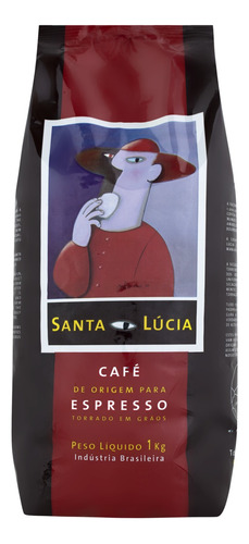 Café Torrado em Grãos Espresso Santa Lúcia Pacote 1kg