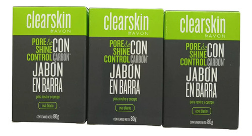 Jabon Con Carbon Control De Brillo Y Poros Kit 3pz Clearskin