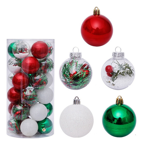 Juego De 30 Decoraciones Navideñas Transparentes De 6 Cm