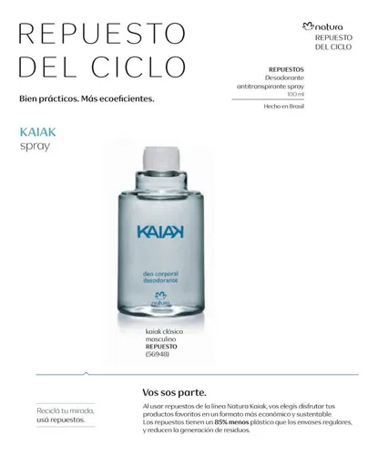 Repuesto Desodorante Spray Kaiak Masculino 100ml-natura