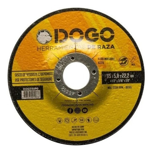 Disco Desbaste Amoladora 4.5´´ 115mm X 6.4 Dogo X5 Unidades