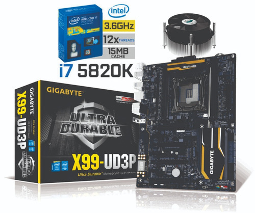 Kit Placa Mae Lga 2011 Gigabyte X99-ud3p + I7-5820k + Cooler