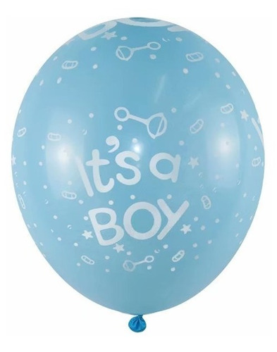 Globos Impresos Its A Boy Fiesta Bebe Baby Shower Niño 10pz Azul