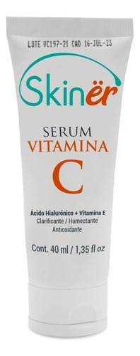 Skinër Serum Vitamina C Y E Hiaulurónico Y Aclarante 40 Ml Momento de aplicación Día Noche Tipo de piel Todo tipo de piel