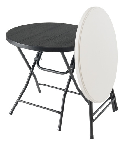 Mesa Redonda Exterior Multiuso Pack 2 Pz Negro Blanco 80cm