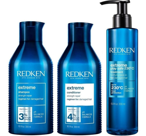 Shampoo + Acondicionador +  Protector Térmico Redken Extreme
