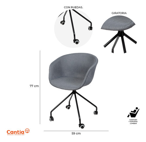 Silla De Oficina Ejecutiva Para Escritorio Ergonomica Linneo Color Gris