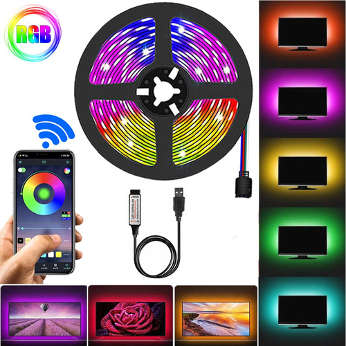 Cinta Tira De Luz Led Rgb Flexible Decoración 5m Control