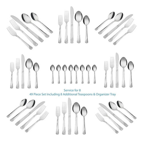 Set De 48 Cubiertos Con Charola Organizadora Para 8 Personas