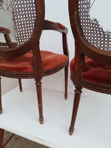 Lote Antigua Silla Sillón Estilo Luis Xvi Pana Y Esterilla (Usado)