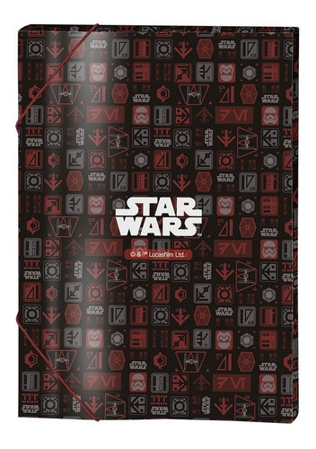 Imagem 2 de 2 de Pasta Aba Elástica Ofício Com Lombo De 3 Cm Star Wars