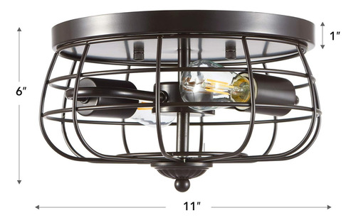 Vonluce Lámpara De Techo Industrial De 2 Luces Con Acabado D