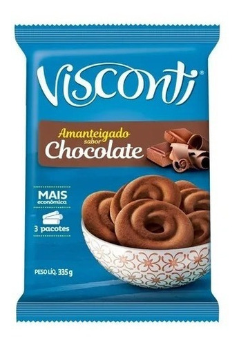 Imagem 1 de 1 de Biscoitos Amanteigados De Chocolate Visconti 335g