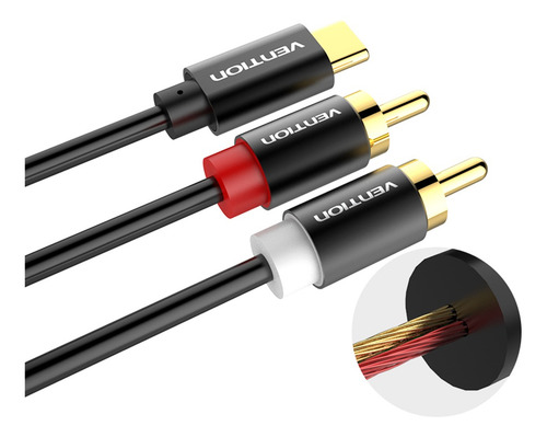 Usb Tipo-c A Doble Rca Cable De Audio Macho A Macho