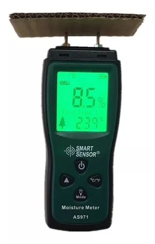 Instrumento de medición de humedad en la madera, papel, : AS971, higrómetro  digital con retroiluminación, sensor de medición con 2 pines. - MTLAB