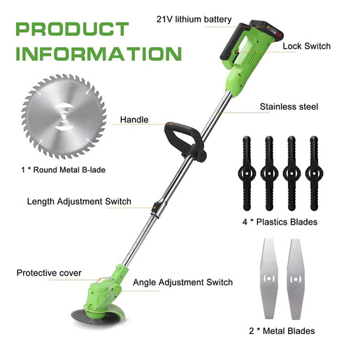 Cortadora De Césped Inalámbrica 21v + 2 Baterías / Prox
