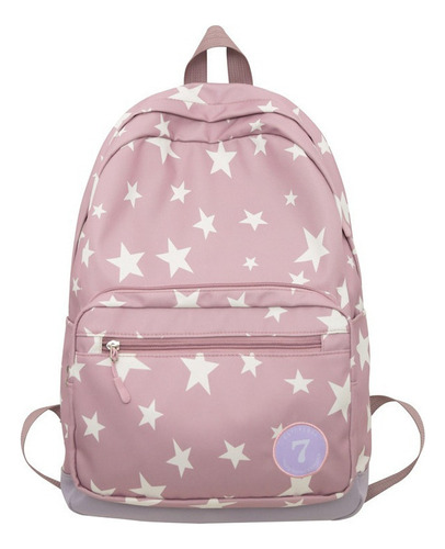 Mochila Escolar For Niñas Con Estampado De Estrellas Pequeñ Color Rosa