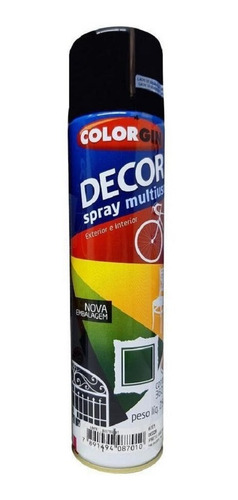 Tinta Spray Preto Brilhante Colorgin Multiuso Seca Rápido 