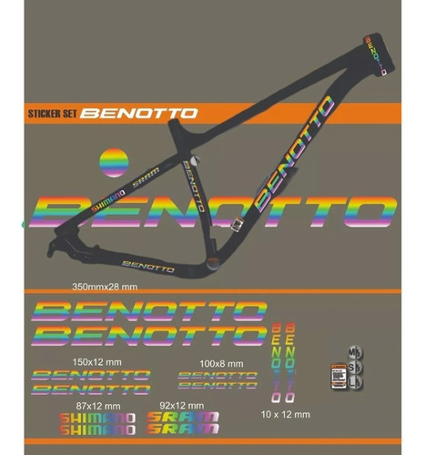 Calcomania Bicicleta Benotto 1 Tornasol Sticker Pegatina