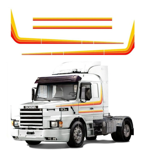 Adesivo Faixa Lateral Para Scania 113 94 95 96 97 98 19269 Cor Laranja