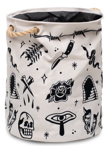 Cesto Canasto De Ropa Laundry Diseño Tattoo Saint Rebels 