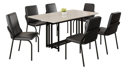 Conjunto Sala De Jantar Mesa 160x90cm Base Pérola Gfwt