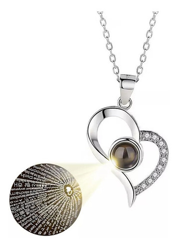 Imagen 3 de 5 de Collar Corazon Chic Te Amo En 100 Idiomas Plateado / Todojoy