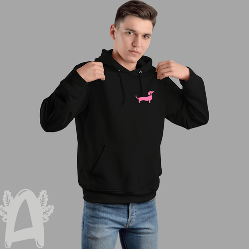 Sudadera Negra Casual Unisex Perro Salchicha Mascota Moda