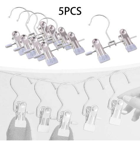 5x Pinzas Para Ropa, Pinzas Para Ropa De Acero Gris