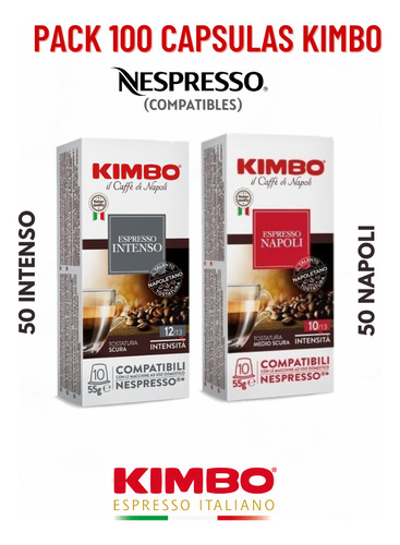 100 Cápsulas Kimbo Compatibles Con Nespresso 2 Variedades.