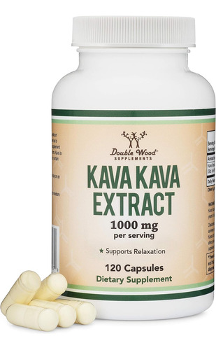 Suplementos Double Wood Kava, Cápsulas De Kava, 1000 Mg, 120