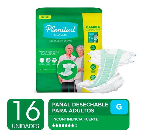 Imagen 1 de 3 de Pañal Para Adultos Plenitud Classic M Y G X 16 Unidades
