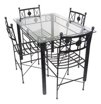 Comprar Mesa 120x80 + 4 Sillas De Hierro + Base Con Soles Ja5