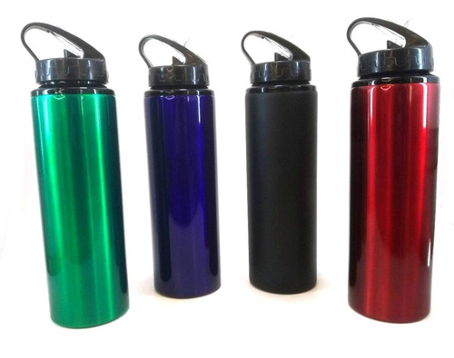 Imagen 1 de 10 de Botella Deportiva Aluminio 750 Ml Pico Rebatible 4 Unidades