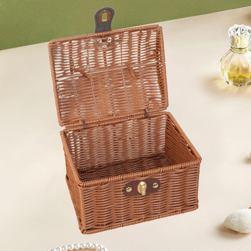 Canasta De Almacenamiento Con Decoración De Tapa Pequeño