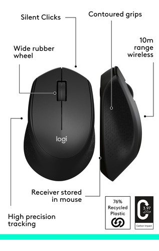 Ratón Inalámbrico Logitech M331 Silent Plus Negro