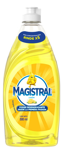 Detergente Magistral Ultra Limón sintético en botella 500 ml