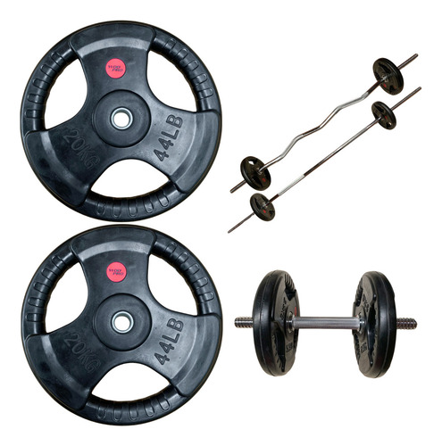 Disco Para Pesas Wod Pro Estándar 1.3 De 40kg De Caucho Tipo Estandar Color Negro Pack X 2 Unidades