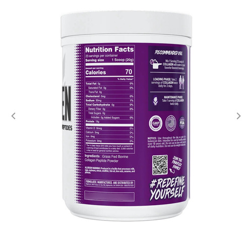 Colageno Libre Pastoreo - Grassfed / 19grs De Proteina Pp Sin Sabor