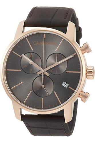 Calvin Klein City Gris Dial Correa De Cuero Reloj De Los