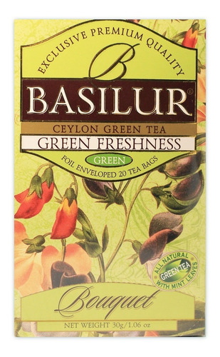 Chá Verde Menta Basilur Importado Green Freshness 20 Sachês