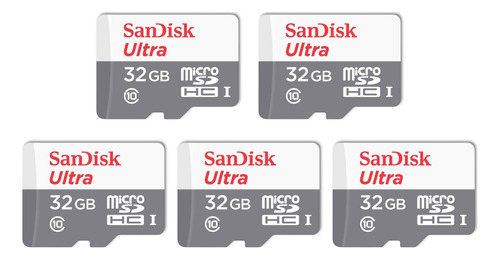 Kit 5 Cartão Memória Micro Sd Sandisk 32gb Classe 10 Ultra