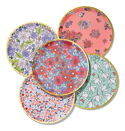 Coterie Floral Small Paper Plates (set Of 10) - Lindos Plato