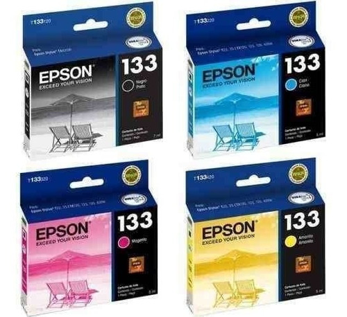 Cartucho Epson 133 Negro + 3 Colores  Original Combo T25 125