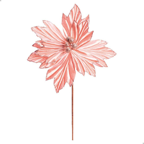Flor Cabo Curto Rosa Natal Decoração 30cm