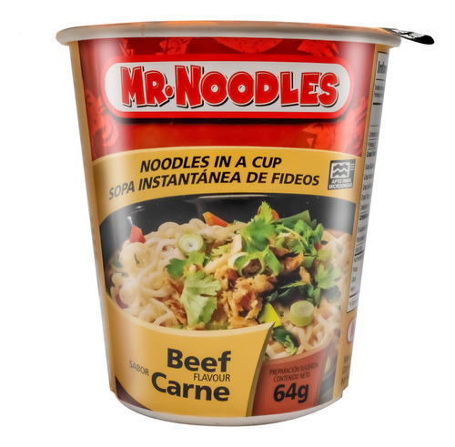 Mr.noodles Sopa Instantánea De Fideos Sabor Carne 12 Un.