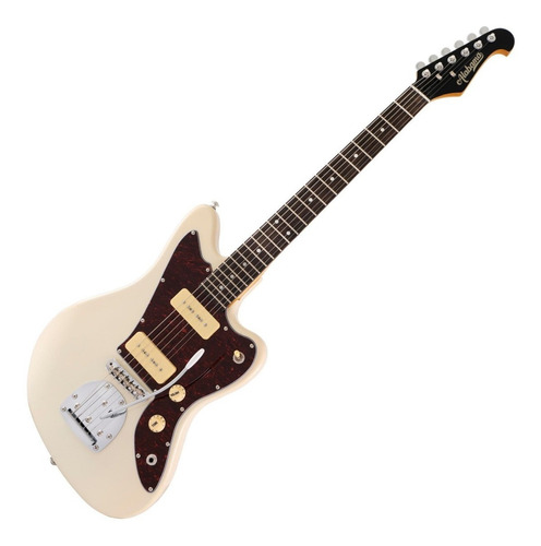 Guitarra eléctrica Alabama JM-303 jazzmaster de aliso cream white multicapa con diapasón de micarta