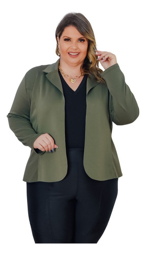 Blazer Neoprene Casaco Terninho Feminino  Plus Size G1 G2 G3